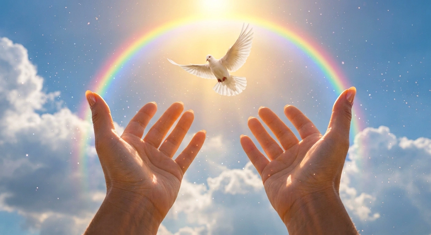 Colombe maisn arc en ciel