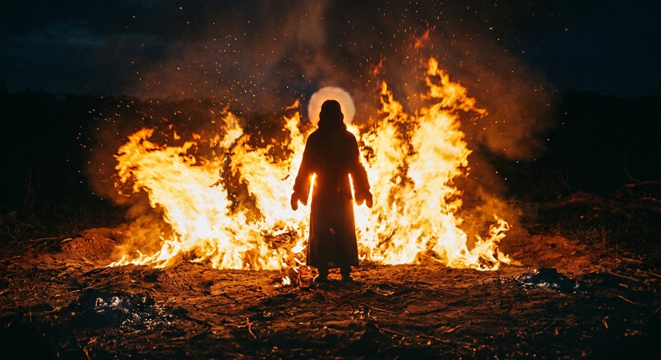 Silhouette dans un feu
